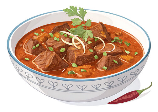 Mutton Curry   hearty Indian mutton curry with tender pieces and rich spiced gravy, premium vector design