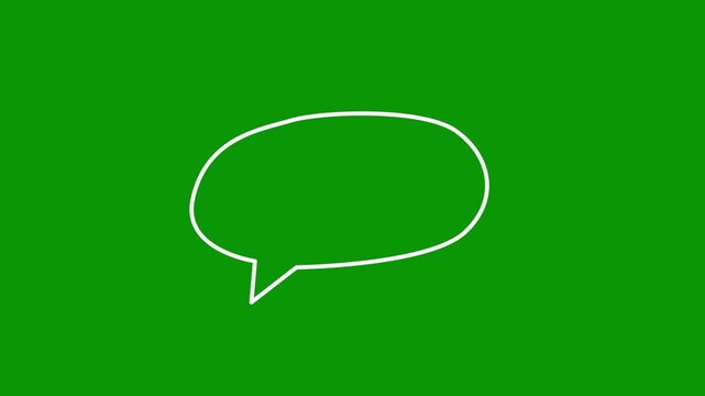 Hand-drawn animated oval speech bubble with white outlines on chroma key green screen background, ideal for adding creative text, conversation, and comic-style overlays to your cinematic clip.