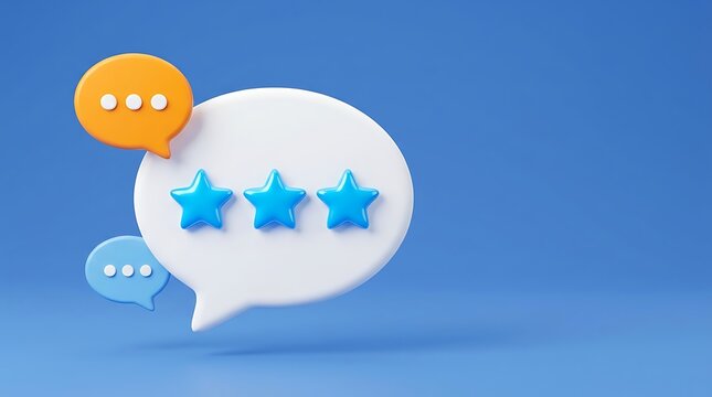 Feedback speech bubbles with three stars feedback communication customer evaluation satisfaction experience notification