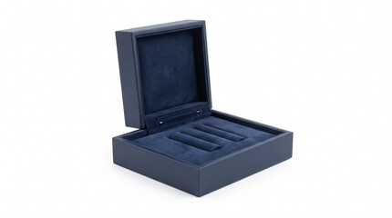 Obraz premium Elegant dark blue velvet-lined box, perfect for storing jewelry, cufflinks, or small precious items