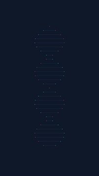 Digital DNA structure data stream glowing neon dots abstract technology background