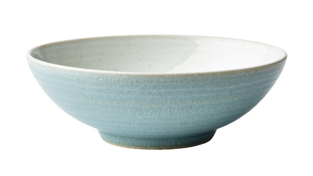 Light blue ceramic bowl with textured surface, isolated on transparent background