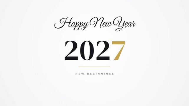 Clean White Minimal 2026 to 2027 Roll Up With Gold Seven