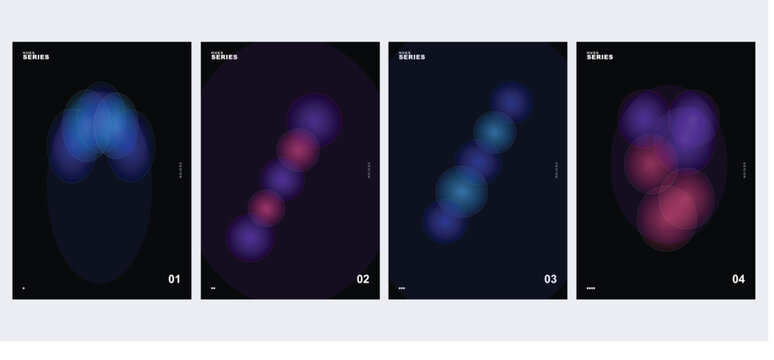 Abstract futuristic poster templates set, modern gradient aura art covers, dark digital aesthetic design set