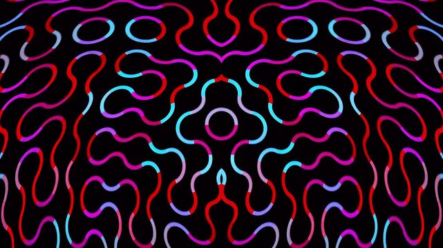 Colorful Neon Squiggle Line Pattern on Black Background