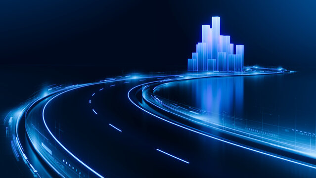 Futuristic digital road - ai, artificial intelligence concept - 3d illustratin