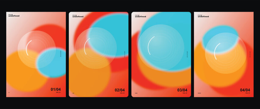 Abstract Gradient Poster Template Set, Modern Blurred Circle Covers, Vibrant Colorful Graphic Vector Banners