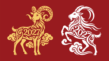 Fototapeta premium Celebrating the year of the goat in 2027 intricate vector designs reflecting tradition prosperity and the spirit of the lunar new year