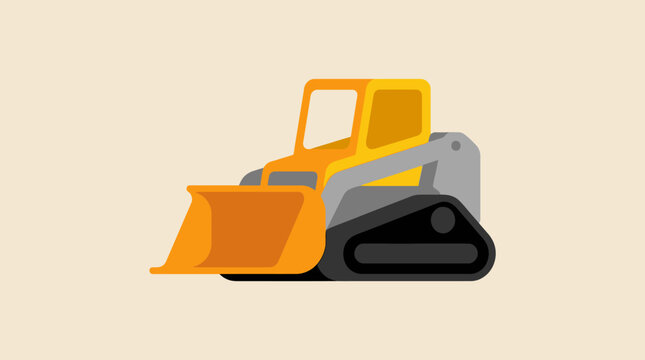 Yellow Compact Track Loader Construction Machinery Vector Icon for Building and Excavation Projects