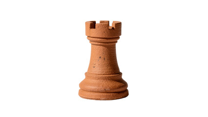 Terracotta chess rook piece, isolated on transparent background © Nina