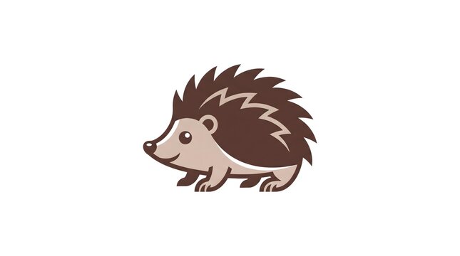 A cute cartoon hedgehog vector illustration with brown spikes and a friendly smile, isolated on a clean white background