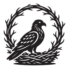 Obraz premium eagle sticker, eagle badge, eagle tattoo, eagle print, eagle template, eagle character, eagle poster, eagle wings spread, eagle flying, eagle landing, eagle soaring, wildlife illustration.