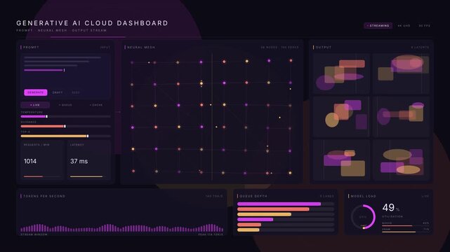 Generative AI cloud dashboard interface with data visualization