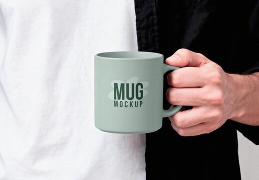 Ceramic Mug In Hand Mockup For Branding And Merchandise Design