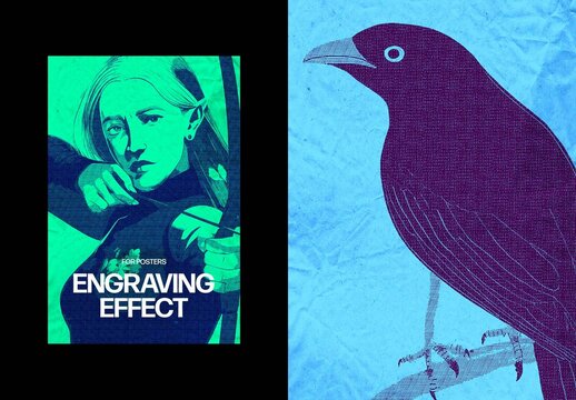 Vertical Engraving Effect For Poster And Print Design
