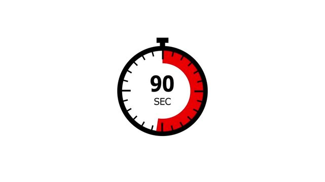 90 Sec clock icon animation. 90 Second animation on black background and creating a stunning 4k animation.
