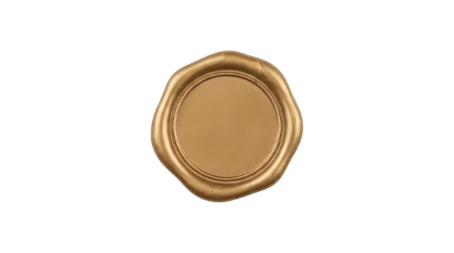 Blank gold wax seal stamp isolated on transparent