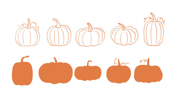 Cute cartoon pumpkins - vector lllustration. Hand drawn doodle print