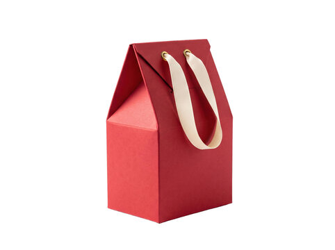 Red Gable Box With Cream Ribbon Handle