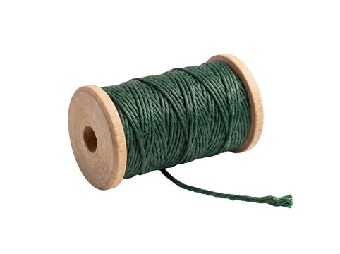 Green Twine Spool on White Background