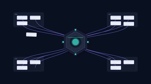 Futuristic AI Data Sorter Classification Hub And Processing Automation