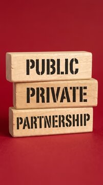 Public private partnership message on wooden pieces for corporate and state collaboration.   