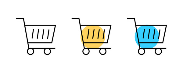 Shopping cart icon design for e-commerce online store and retail purchase on transparent background. © SAYEMART