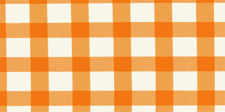 orange and White Checkered Fabric Texture Background, Seamless Gingham Plaid Pattern for Textile, Tablecloth, Wallpaper, Picnic, Vintage and Retro Design