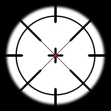 Sniper scope crosshair overlay with red dot for tactical game target and military sight
