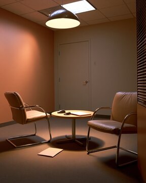 Empty HR Consultation Room with Chairs and Request Folder