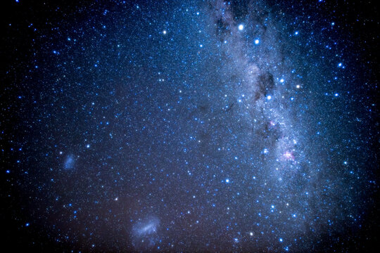 Stunning view of the Milky Way galaxy and bright stars in the night sky of New Zealand