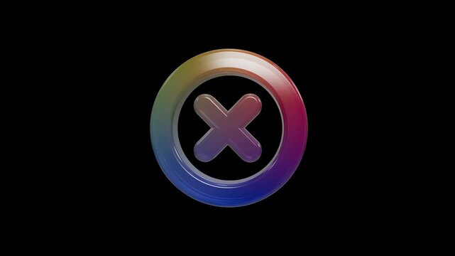 Glossy rainbow circle with cancel symbol