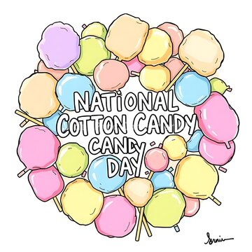 National Cotton Candy Day Celebration with Colorful Pastel Sweet Treats
