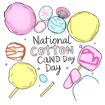National Cotton Candy Day Celebration with Colorful Pastel Sweet Treats
