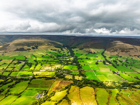 View of Grindslow Knoll from a drone, Hope Valley, Peak District National Park, Derbyshire, High Peak, England, UK