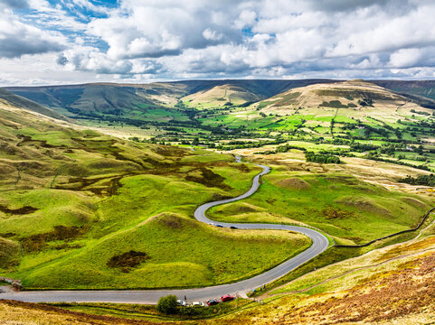 View of Grindslow Knoll from a drone, Hope Valley, Peak District National Park, Derbyshire, High Peak, England, UK