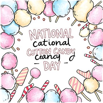 National Cotton Candy Day Celebration with Colorful Pastel Sweet Treats
