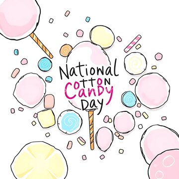 National Cotton Candy Day Celebration with Colorful Pastel Sweet Treats
