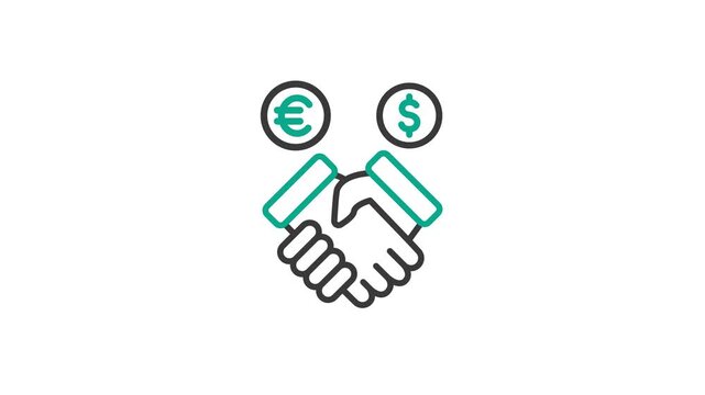 Investment fund 2D Objects outline animation icon. Motion graphic of broker, budget and capital. Cartoon 4K Video, transparent alpha channel. Editable animated icon on transparent background.