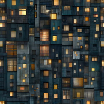 Detailed Midnight City Windows Seamless Pattern