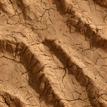 Textured Ochre Clay Ridges Seamless Pattern
