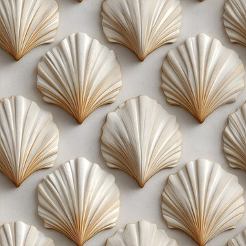 Detailed Scalloped Seashell Ridges Seamless Pattern