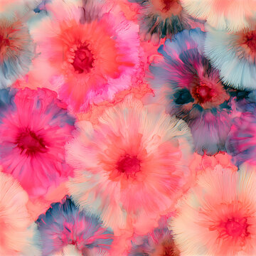 Polished Watercolor Ink Blooms Seamless Pattern
