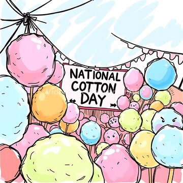 National Cotton Candy Day Celebration with Colorful Pastel Sweet Treats
