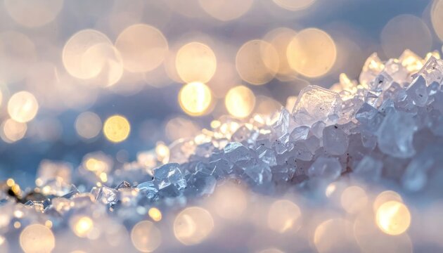 Winters Embrace - Ice Crystals and Bokeh Lights in a Dreamy Scene.