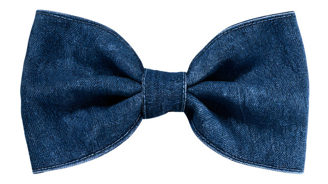 Denim Bow Cute oversized denim fabric bow, blue washed denim texture, visible stitching and realistic folds, playful trendy fashion aesthetic.