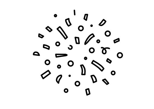 Minimalist line art confetti scattered elements for festive decoration and event design