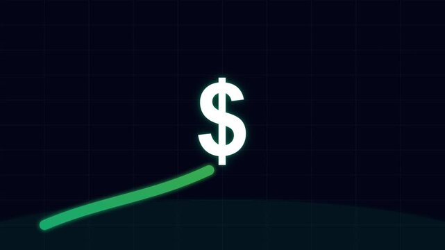 Green growth line moving up behind a white dollar sign symbol