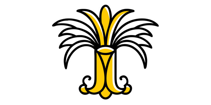 Stylized Heraldic Palm Tree Emblem Vector Illustration
