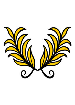 Stylized Golden Laurel Wreath Leaves Decorative Emblem Illustration